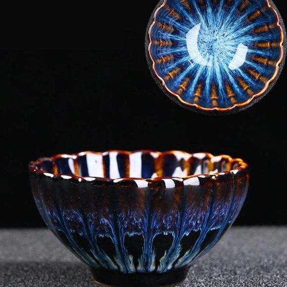 Golden Peacock Glazed Gradient Tea Cup - Picture 7 of 10